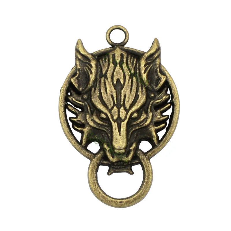 10pcs Antique Bronze Wolf Head Charms Pendant 40x27mm