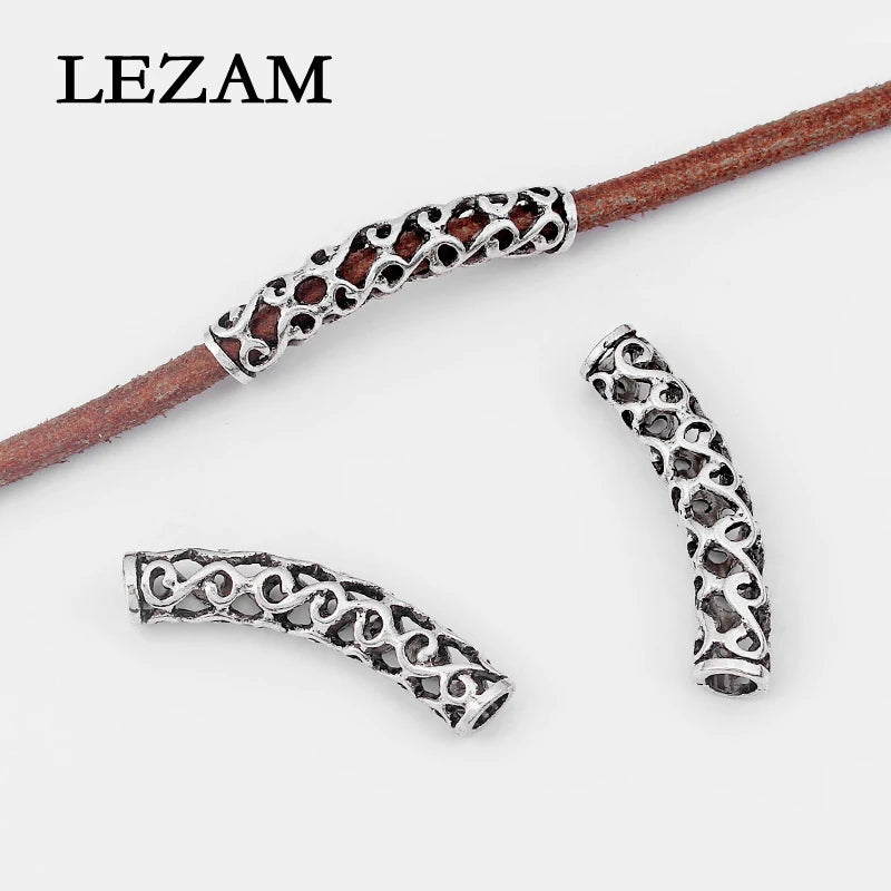 10pcs Antique Hollow Lacework Tube for 6mm Leather Jewelry