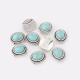10pcs Antique Silver Flat Leather Spacer Stone Slider Beads