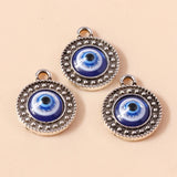 10pcs Antique Silver Evil Eye Charm for Bracelet Earrings Necklace