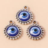 10pcs Antique Silver Evil Eye Charm for Bracelet Earrings Necklace