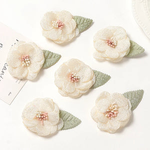 10pcs Silk Flower Head With Leaves for Home Wedding Decor DIY Handicrafts