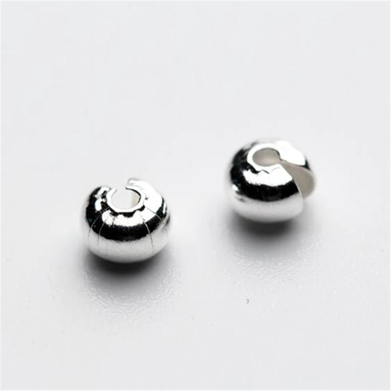 10pcs 925 Sterling Silver Crimp Bead Knot Cover Clasp For DIY Earring