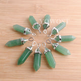 10pcs Aventurine Pendants Hexagonal Point Column Stones Reiki Chakra Necklace