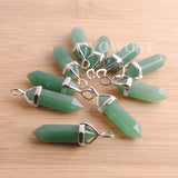 10pcs Aventurine Pendants Hexagonal Point Column Stones Reiki Chakra Necklace