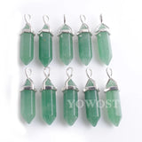 10pcs Aventurine Pendants Hexagonal Point Column Stones Reiki Chakra Necklace