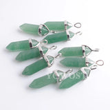 10pcs Aventurine Pendants Hexagonal Point Column Stones Reiki Chakra Necklace