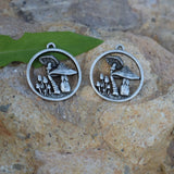 10pcs Antique Silver Plated Mushroom Pendant Forest Charm DIY
