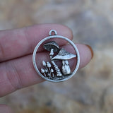 10pcs Antique Silver Plated Mushroom Pendant Forest Charm DIY