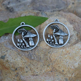 10pcs Antique Silver Plated Mushroom Pendant Forest Charm DIY