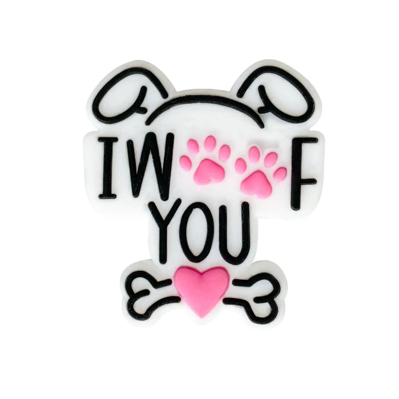 10pcs Baby Silicone Dog Teether Chewing Beads DIY Baby Pacifier Chain Toy