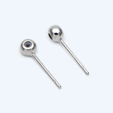 10pcs Ball Stud Earring Post With Rubber, Rhodium Plated (GB-2794)