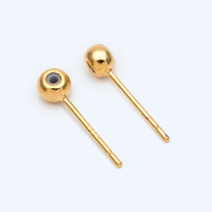 10pcs Ball Stud Earring Post With Rubber, Rhodium Plated (GB-2794)