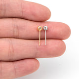 10pcs Ball Stud Earring Post With Rubber, Rhodium Plated (GB-2794)
