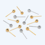 10pcs Ball Stud Earring Post With Rubber, Rhodium Plated (GB-2794)