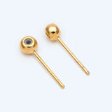 10pcs Ball Stud Earring Post With Rubber, Rhodium Plated (GB-2794)