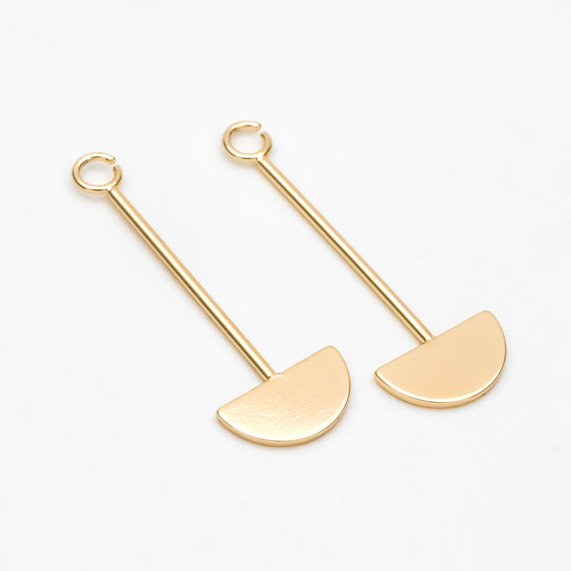 10pcs Bar Semi-Circle Charms 37x13mm Brass Half Round Pendants