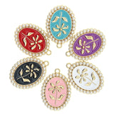 10pcs Baroque Pearl Photo Frame Flower Enamel Charm Alloy Pendant Jewelry Making
