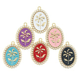 10pcs Baroque Pearl Photo Frame Flower Enamel Charm Alloy Pendant Jewelry Making