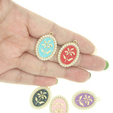 10pcs Baroque Pearl Photo Frame Flower Enamel Charm Alloy Pendant Jewelry Making