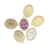 10pcs Baroque Pearl Photo Frame Flower Enamel Charm Alloy Pendant Jewelry Making