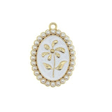 10pcs Baroque Pearl Photo Frame Flower Enamel Charm Alloy Pendant Jewelry Making