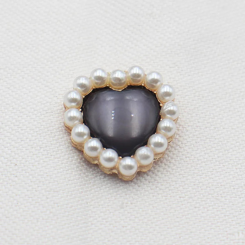 10pcs Heart-Shaped Metal Pearls for Clothing DIY