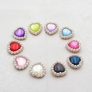 10pcs Heart-Shaped Metal Pearls for Clothing DIY