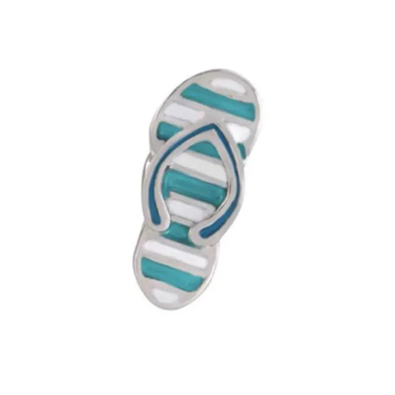 10pcs Beach Slipper Charm for Living Glass Locket