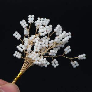 Beaded Leaf Sprigs on Wire, Flower Tassel Hair Accessories