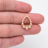 10pcs Beaded Teardrop Charms 20x14mm, 18K Plated Brass
