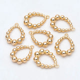 10pcs Beaded Teardrop Charms 20x14mm, 18K Plated Brass