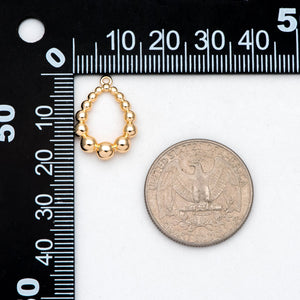 10pcs Beaded Teardrop Charms 20x14mm, 18K Plated Brass