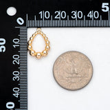 10pcs Beaded Teardrop Charms 20x14mm, 18K Plated Brass