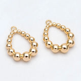10pcs Beaded Teardrop Charms 20x14mm, 18K Plated Brass