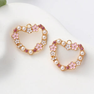 10pcs Heart Enamel Charms Romantic Love Pendants DIY Jewelry Crafts