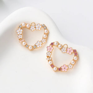 10pcs Heart Enamel Charms Romantic Love Pendants DIY Jewelry Crafts