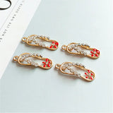 10pcs Flower Rhinestone Flip Flop Jewelry Charms Drop Oil Slippers Enamel Charms