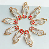 10pcs Flower Rhinestone Flip Flop Jewelry Charms Drop Oil Slippers Enamel Charms