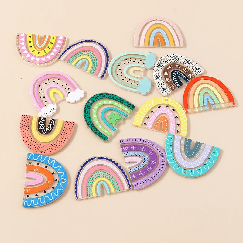 10pcs Resin Rainbow Charms Pendants for DIY Jewelry