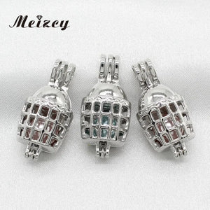 10pcs Birdcage Pearl Cage Silver Oil Diffuser Bead Locket Pendants