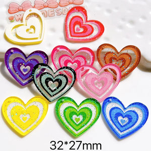 10pcs Bling Love Acrylic Earring Charms Hearts Keychain Pendant