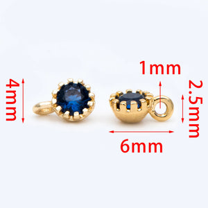 10pcs CZ Paved Charm Pendants 4x6mm, Real Brass, Mini Cubic Zirconia Charms