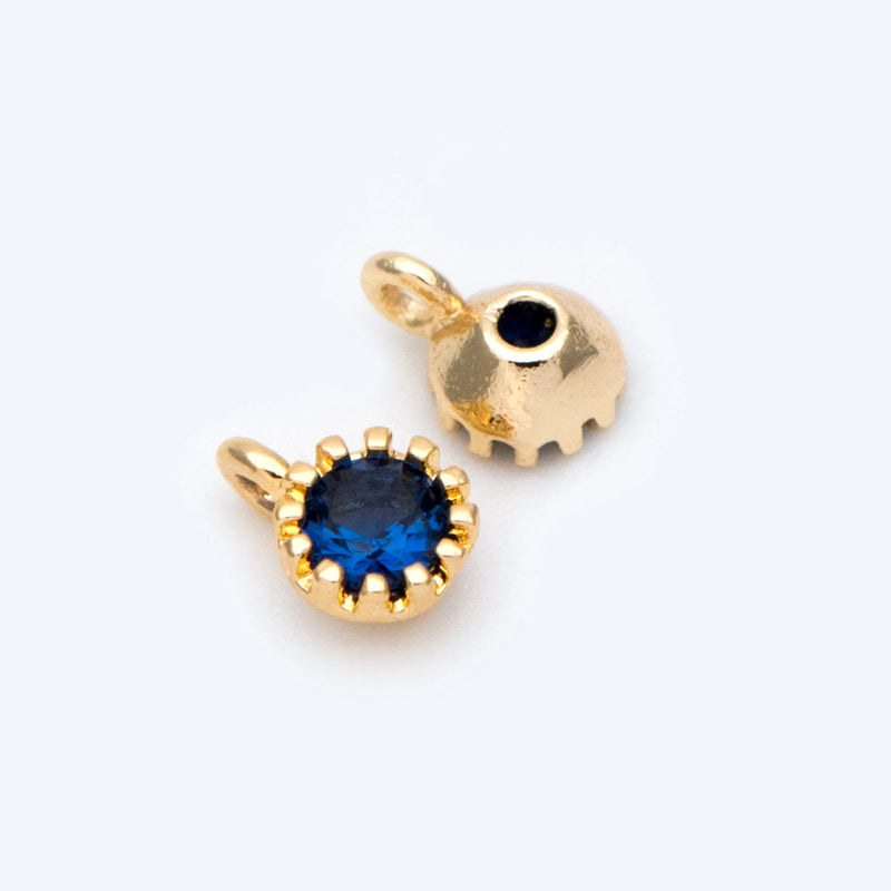 10pcs CZ Paved Charm Pendants 4x6mm, Real Brass, Mini Cubic Zirconia Charms