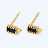 10pcs CZ Rectangle Stud Earrings, 18K Plated Ear Posts, Geometric Findings