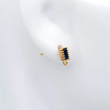 10pcs CZ Rectangle Stud Earrings, 18K Plated Ear Posts, Geometric Findings