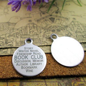 10pcs Book Club Word Stainless Steel Charms Pendant DIY Jewelry Making
