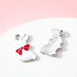 10pcs Bowknot Rabbit Pendant DIY Bracelet Earring Charms Jewelry Accessories
