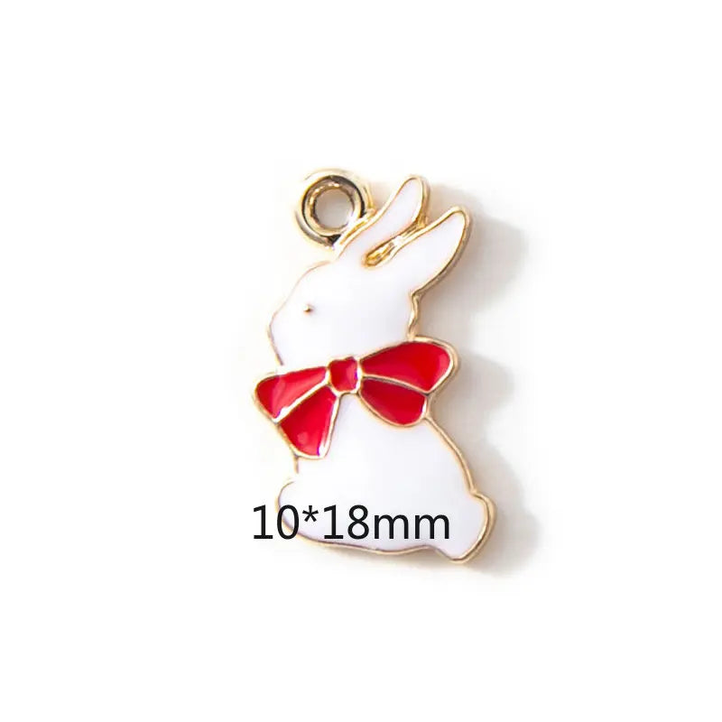 10pcs Bowknot Rabbit Pendant DIY Bracelet Earring Charms Jewelry Accessories