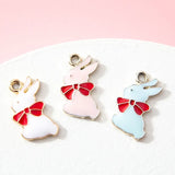 10pcs Bowknot Rabbit Pendant DIY Bracelet Earring Charms Jewelry Accessories